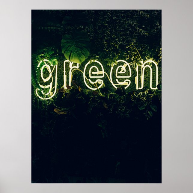 Póster Imagen tipográfica verde Word Text Art (Frente)