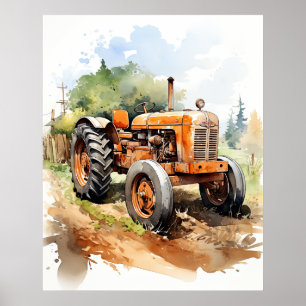 Póster Imagen TRACTOR-acuarela