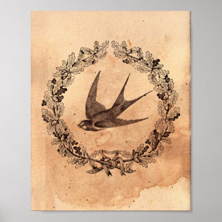 Póster Imagen vintage Papel manchado de té con marco de b