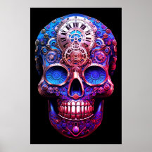 Imágenes de Calavera de Azúcar Azules y Negras en 