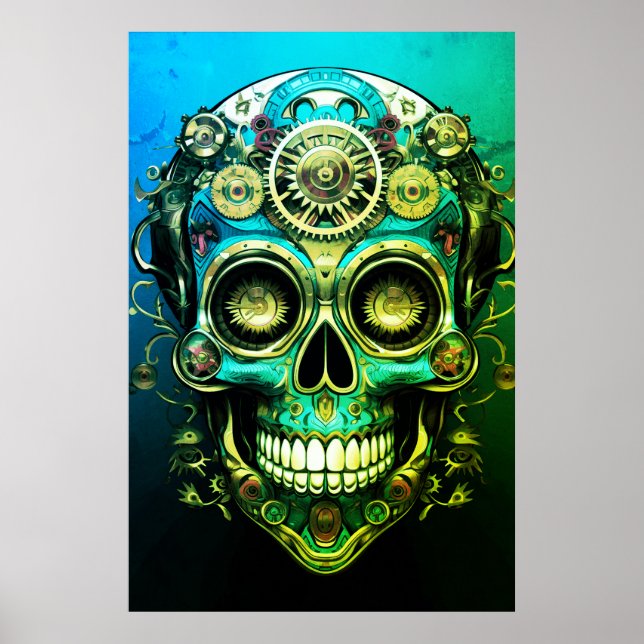 Póster Imágenes de Calavera de Azúcar Chico Genial Verde  (Frente)