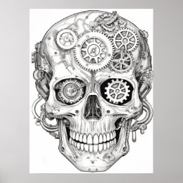Póster Imágenes de Calavera de Azúcar Negras + Blancas en