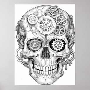 Póster Imágenes de Calavera de Azúcar Negras + Blancas en