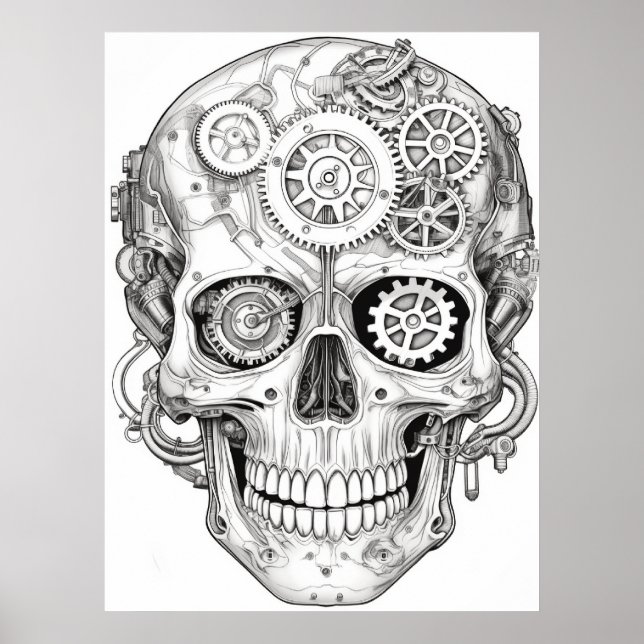 Póster Imágenes de Calavera de Azúcar Negras + Blancas en (Frente)