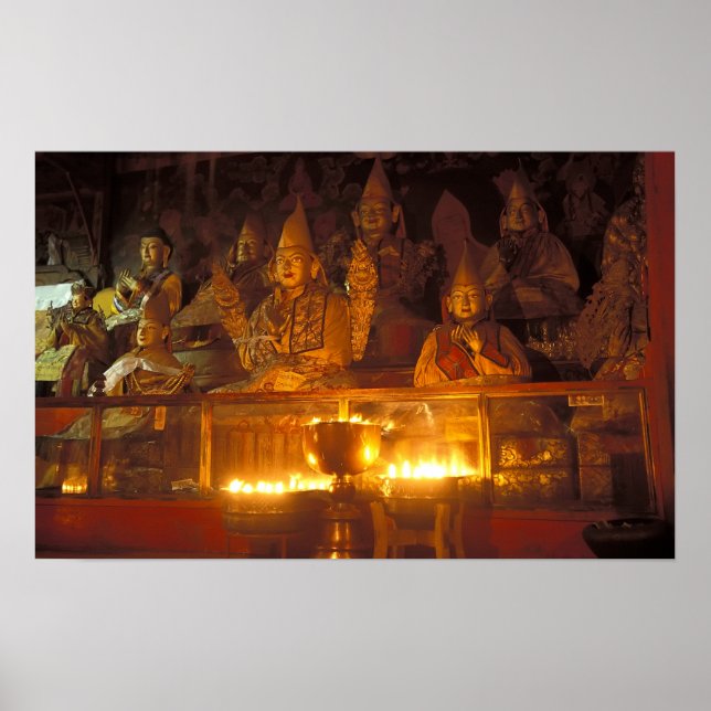 Póster Imágenes de lamas en el Monasterio de Sara, Lhasa, (Frente)