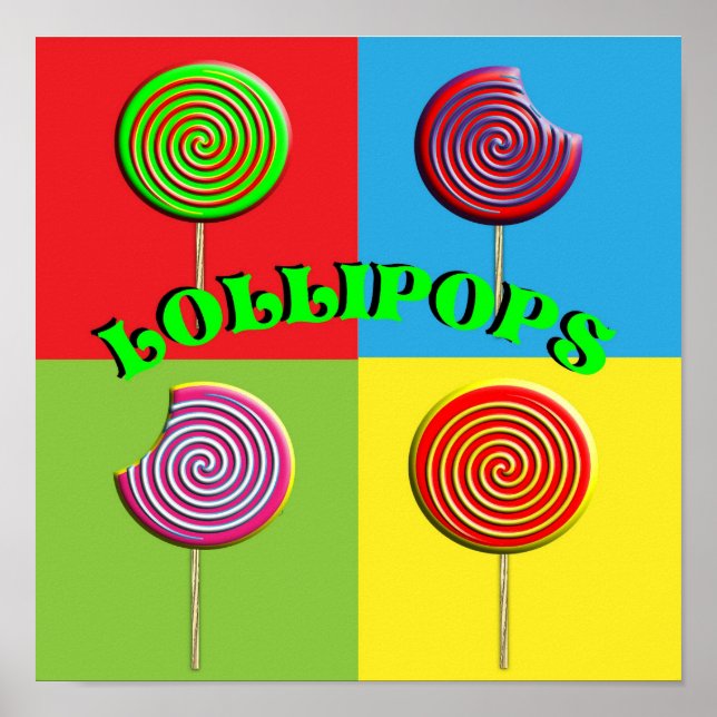 Póster Imágenes de pop Art Colorful Candy Lollipops (Frente)