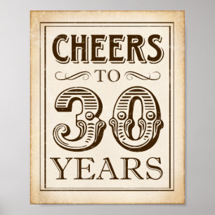 Póster IMÁGENES DE Rótulo Vintage A 30 AÑOS