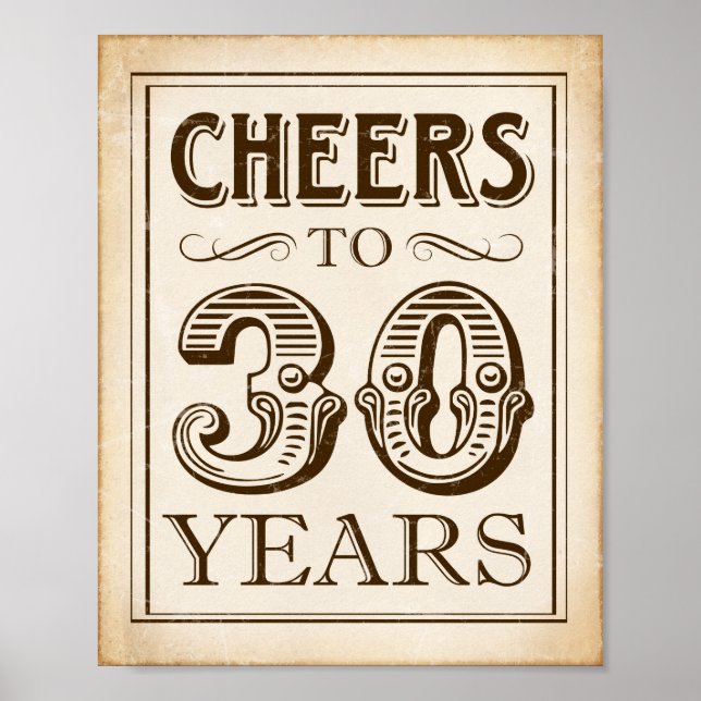 Póster IMÁGENES DE Rótulo Vintage A 30 AÑOS (Frente)
