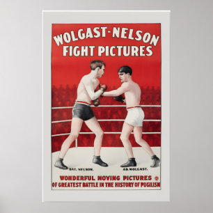 Póster Imágenes en movimiento de boxeo al estilo vintage
