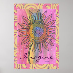 Póster Imagina un Poster de flores de tinta de tinta de p