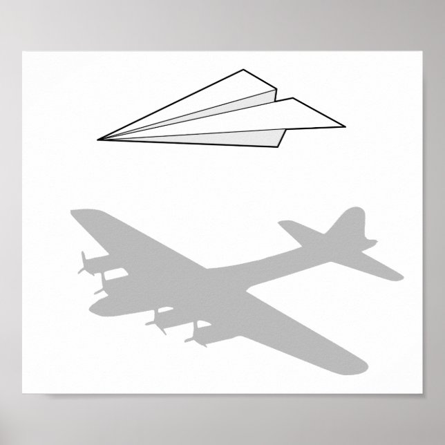 Póster Imaginación hiperactiva del avión de papel (Frente)
