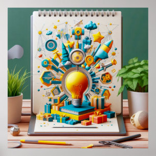 Póster Imaginación iluminada: Cuaderno de Brillante