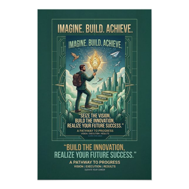 Póster Imagine Construye Logra Motivación Carrera Progres (Anverso)