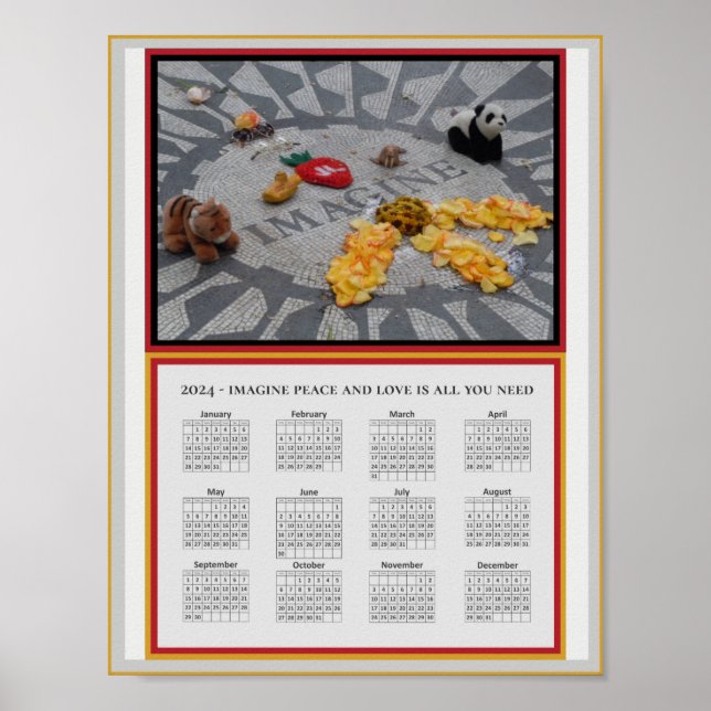 Póster Imagine el calendario de la foto de paz 2024 Impre (Frente)