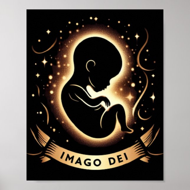 Póster Imago Dei Imagen de Dios Bebé en el útero negro (Frente)