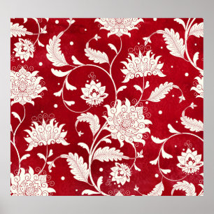 Póster imitación de porcelana china: pintura floral