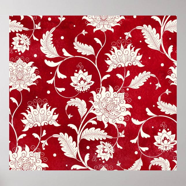 Póster imitación de porcelana china: pintura floral (Frente)