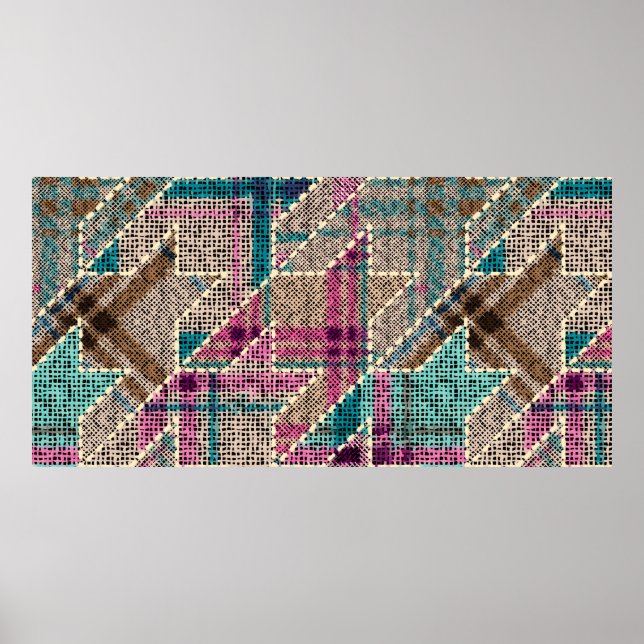 Póster Imitación del patrón de patchwork indio con textur (Frente)