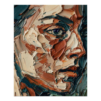 Póster Impasto Oil Painting Textured Portrait Art Print