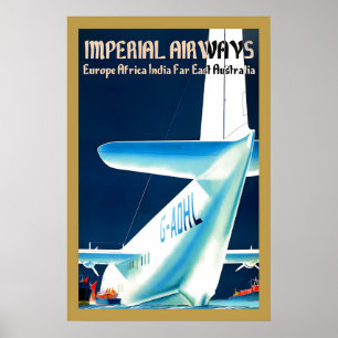 Póster Imperial Airways de los años 30 - Europa a Austral