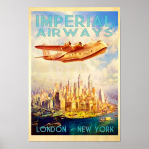 Póster Imperial Airways London y New York Vintage Travel