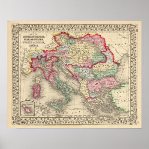 Póster Imperio austríaco, Italia, Turquía en Europa,