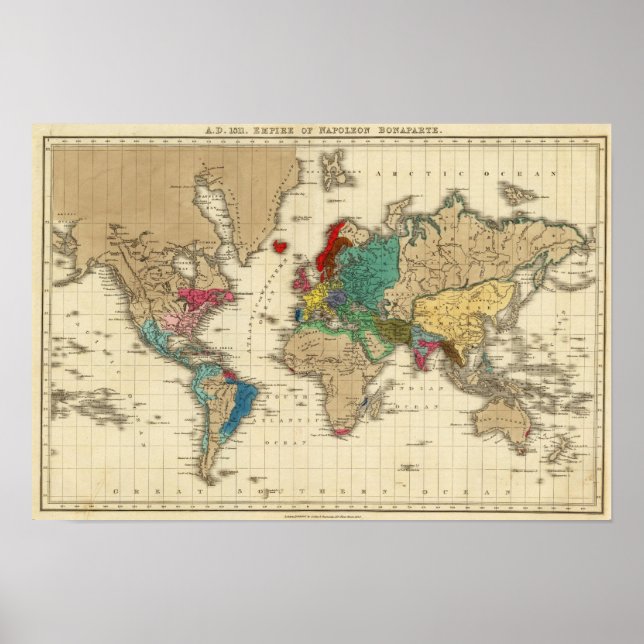 Póster Imperio de Napoleón Bonaparte 1811 AD (Frente)