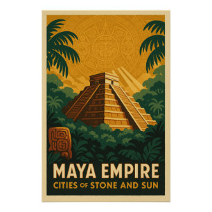 Póster Imperio maya - Ciudades de piedra y sol