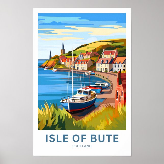 Póster Imprenta de viajes en la Isla de Bute Escocia (Frente)