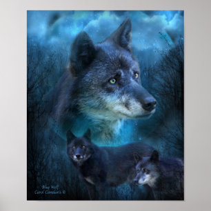Poster/impresión azules del arte del lobo
