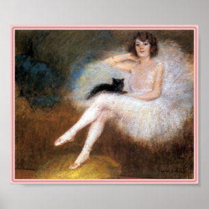 Póster Impresión: Bailarina y gato negro