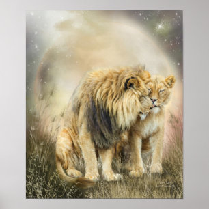 Poster/impresión del arte del beso del león