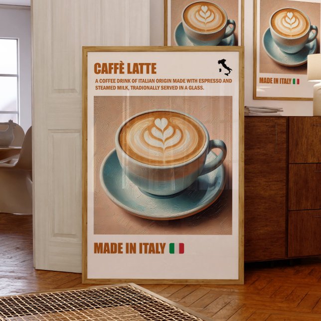 Póster "Impresión italiana de café latte, pared de bebida (Coffee Latte)