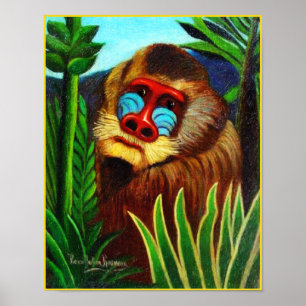 Póster Impresión: Mandrill en la selva de Henri Rousseau