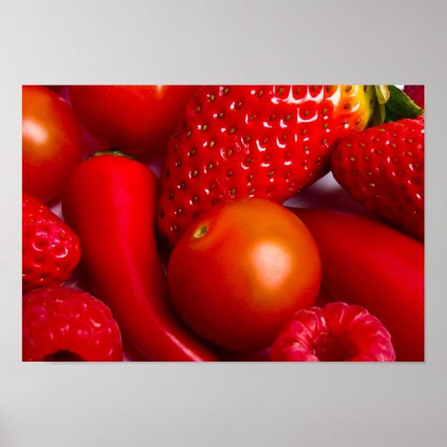 Póster Impresión/Poster de frutas y verduras rojas (Frente)