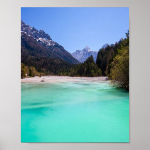 Póster Impresionante agua turquesa en Kranjska Gora, Eslo