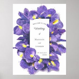 Póster Impresionante Boda floral de color de agua de iris