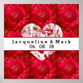 Póster Impresionante Boda rojo Dahlia Petals X23
