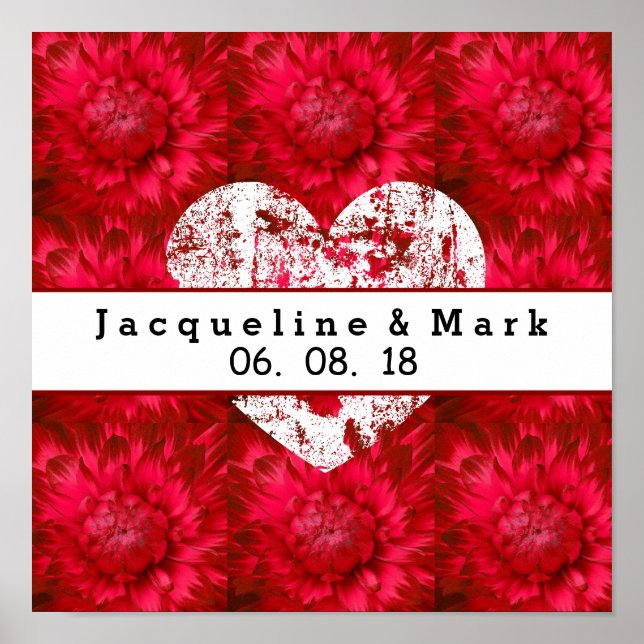 Póster Impresionante Boda rojo Dahlia Petals X23 (Frente)
