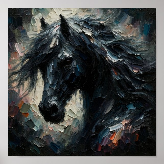 Póster Impresionante caballo oscuro (Frente)