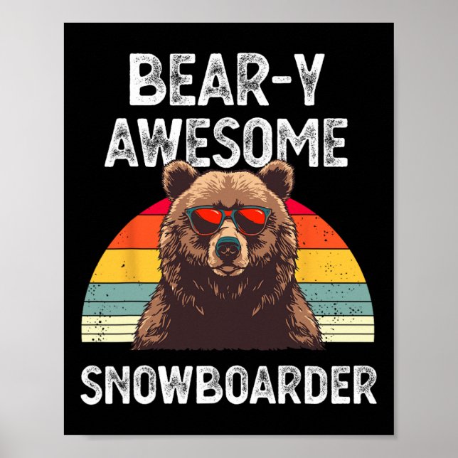 Póster Impresionante Chiste Snowboarder Sn (Frente)