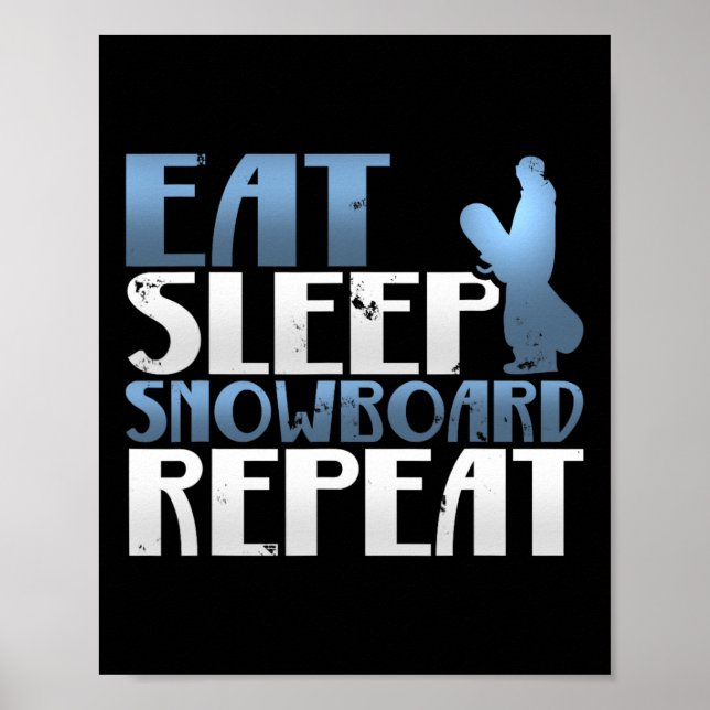 Póster Impresionante Comida Dormir Snowboard Repetir Snow (Frente)