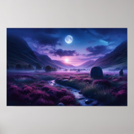 Póster Impresionante crepúsculo índigo de tierras altas i