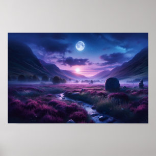 Póster Impresionante crepúsculo índigo de tierras altas i