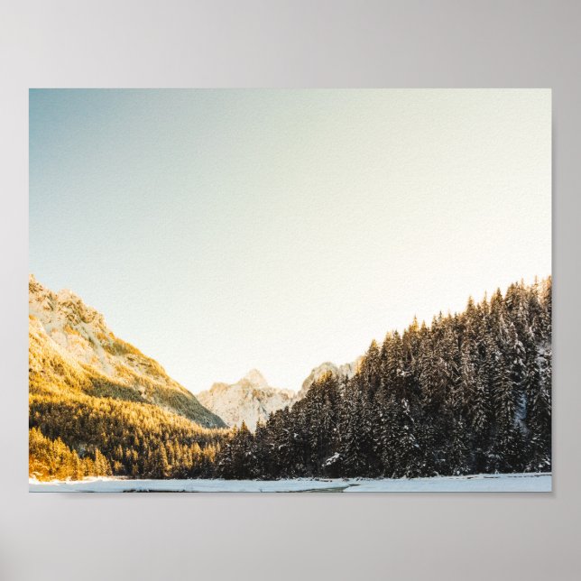 Póster Impresionante día de otoño con nieve (Frente)
