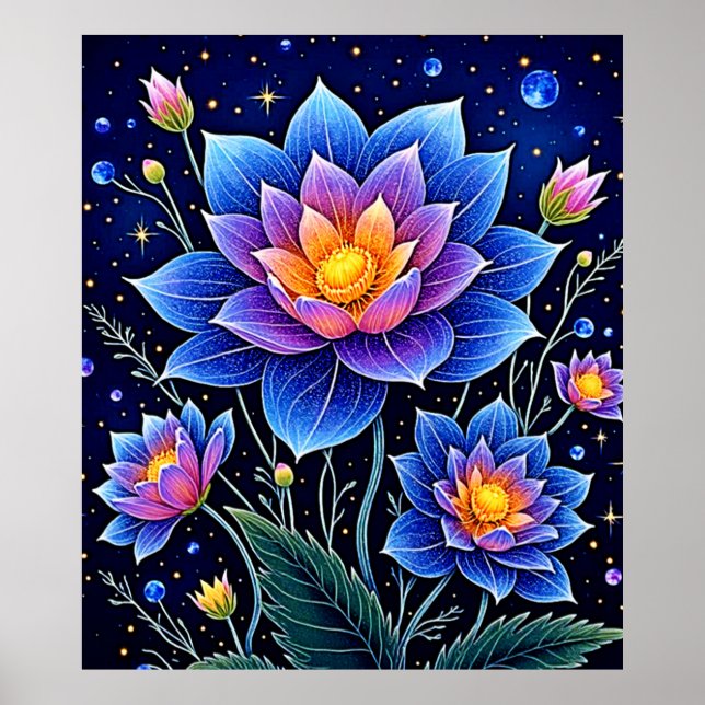 Póster Impresionante diseño de sueños florales cósmicos (Frente)