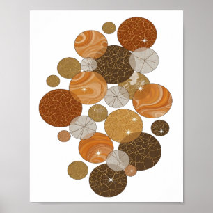 Póster Impresionante estampado de BURBUJAS NARANJAS grise