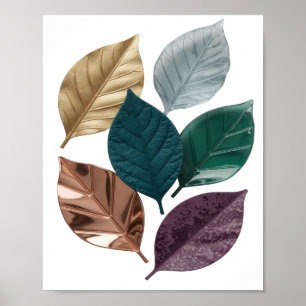 Póster Impresionante estampado de diseño frondoso en plat