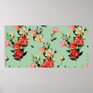 Póster Impresionante estampado floral al estilo victorian