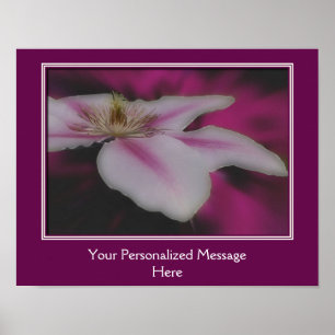 Póster Impresionante Flor de Clemátide Blanca Personaliza